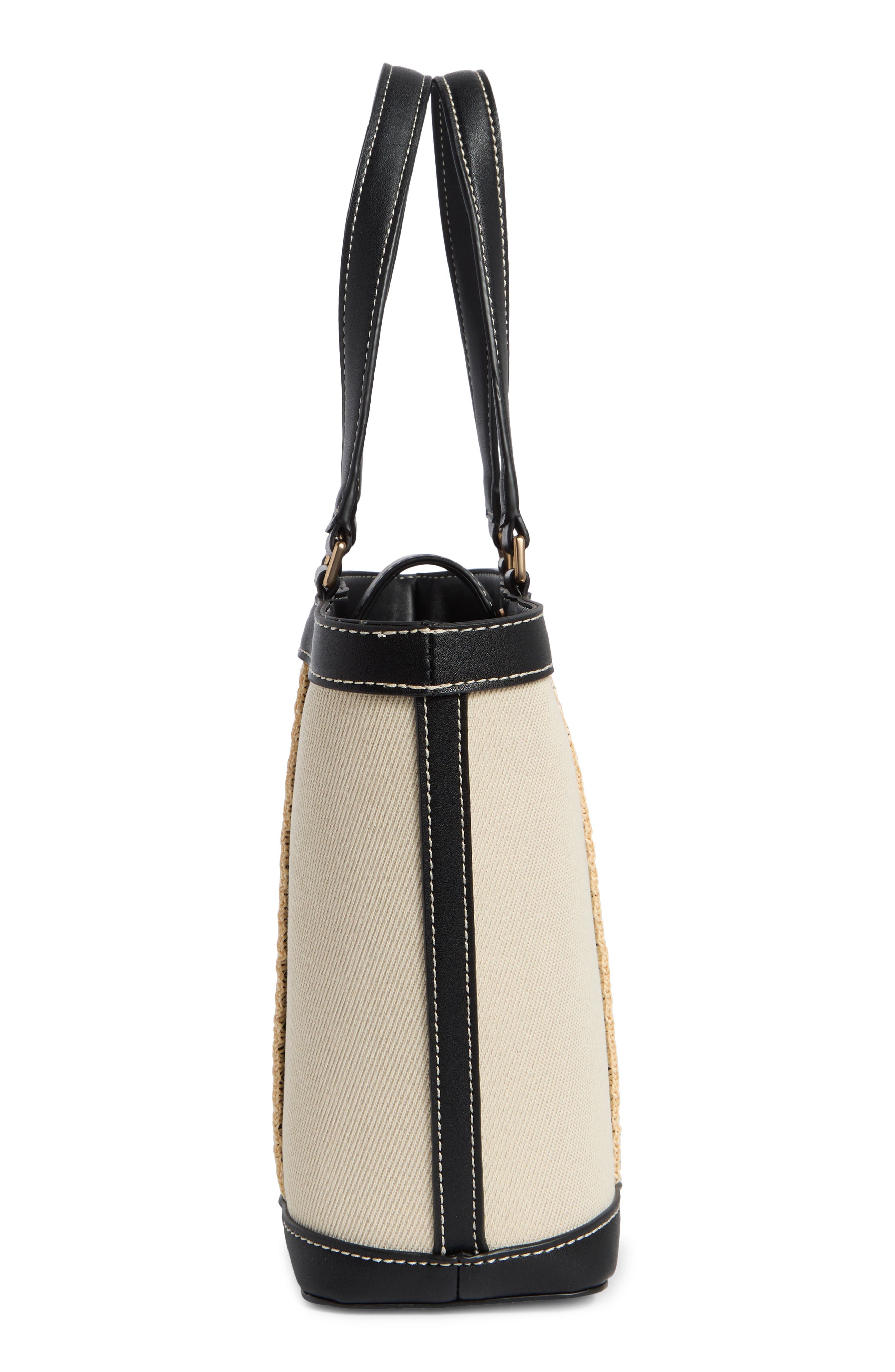 Sam Edelman Small Waylon Nautical Tote Bag, Alternate, color, Ivory/ Black