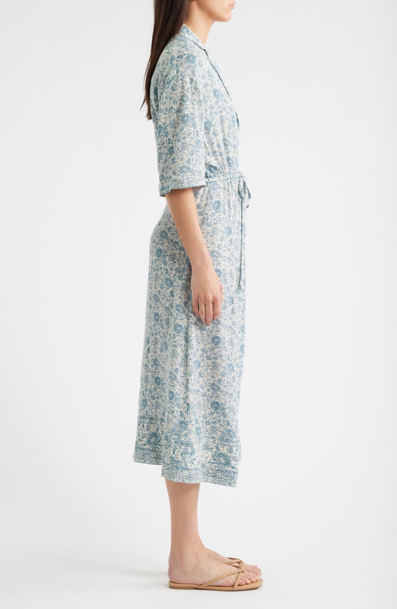 Faherty Island Times Tie Waist Midi Dress, Alternate, color, Blue Water Floral