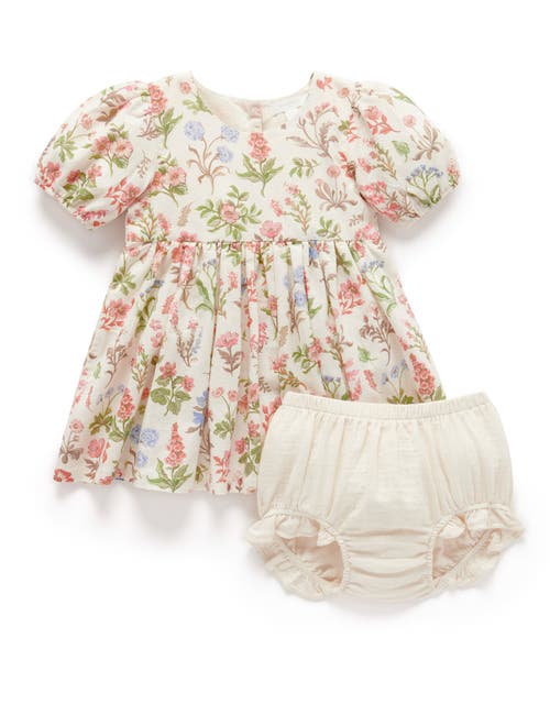 Purebaby Linen Blend Dress & Headband In Multi