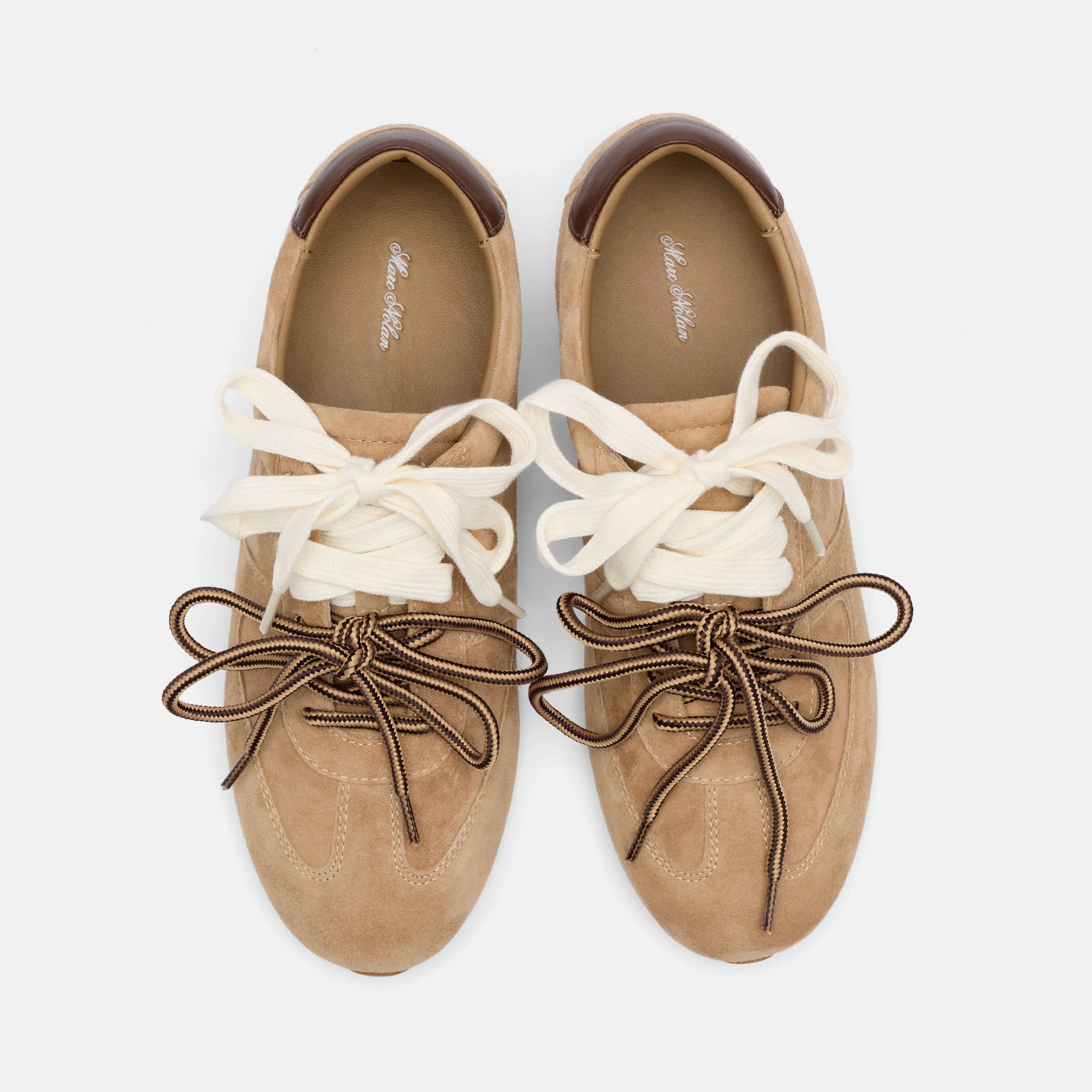 MARC NOLAN Colette Tan Suede Sneakers, Alternate, color, Brown