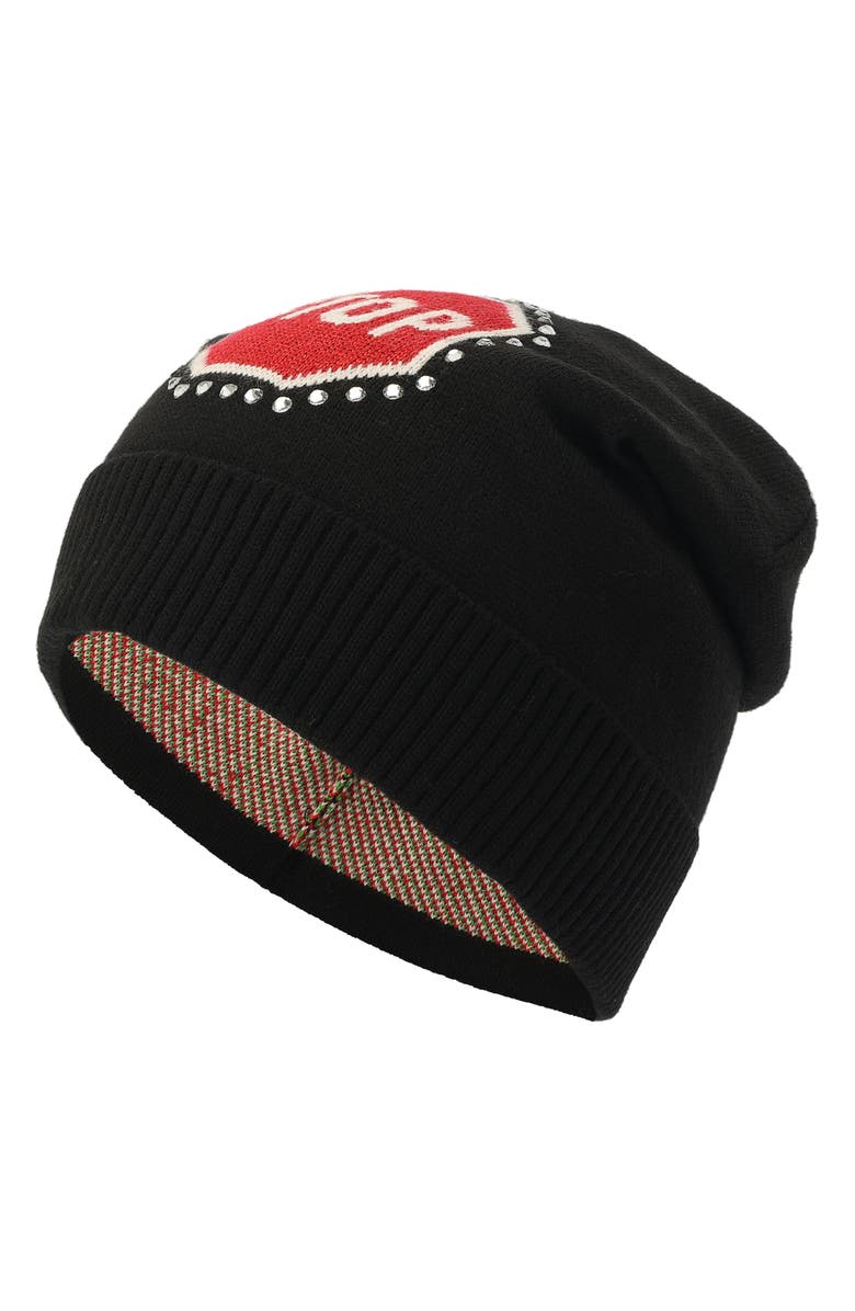 Kate Spade New York traffic sign beanie, Alternate, color, Black
