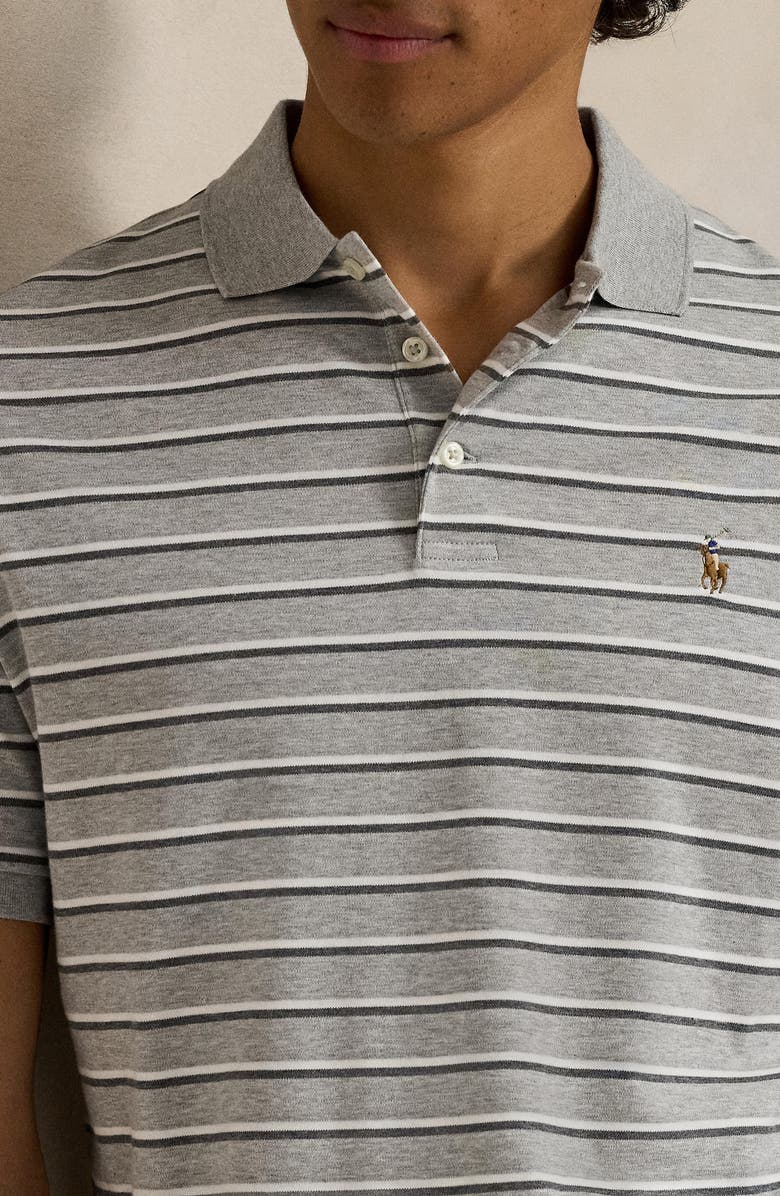 Polo Ralph Lauren Classic Fit Stripe Cotton Polo, Alternate, color, Andover Heather Grey Multi