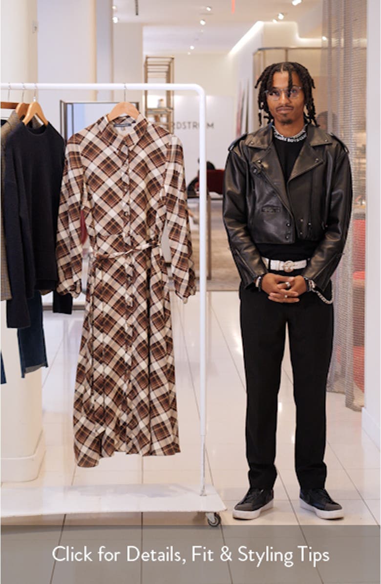 Plaid Tie Waist Long Sleeve Midi Dress, sales video thumbnail