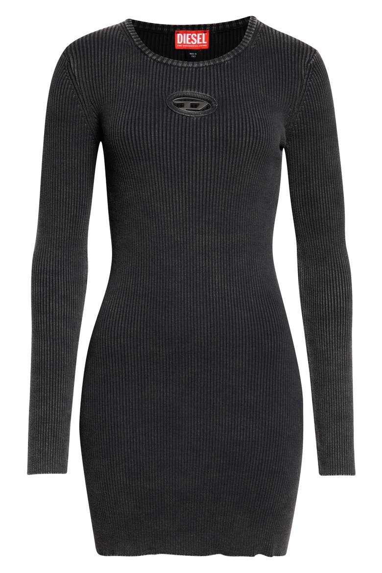 M-Anchorage Long Sleeve Body-Con Minidress, Alternate, color, BLACK