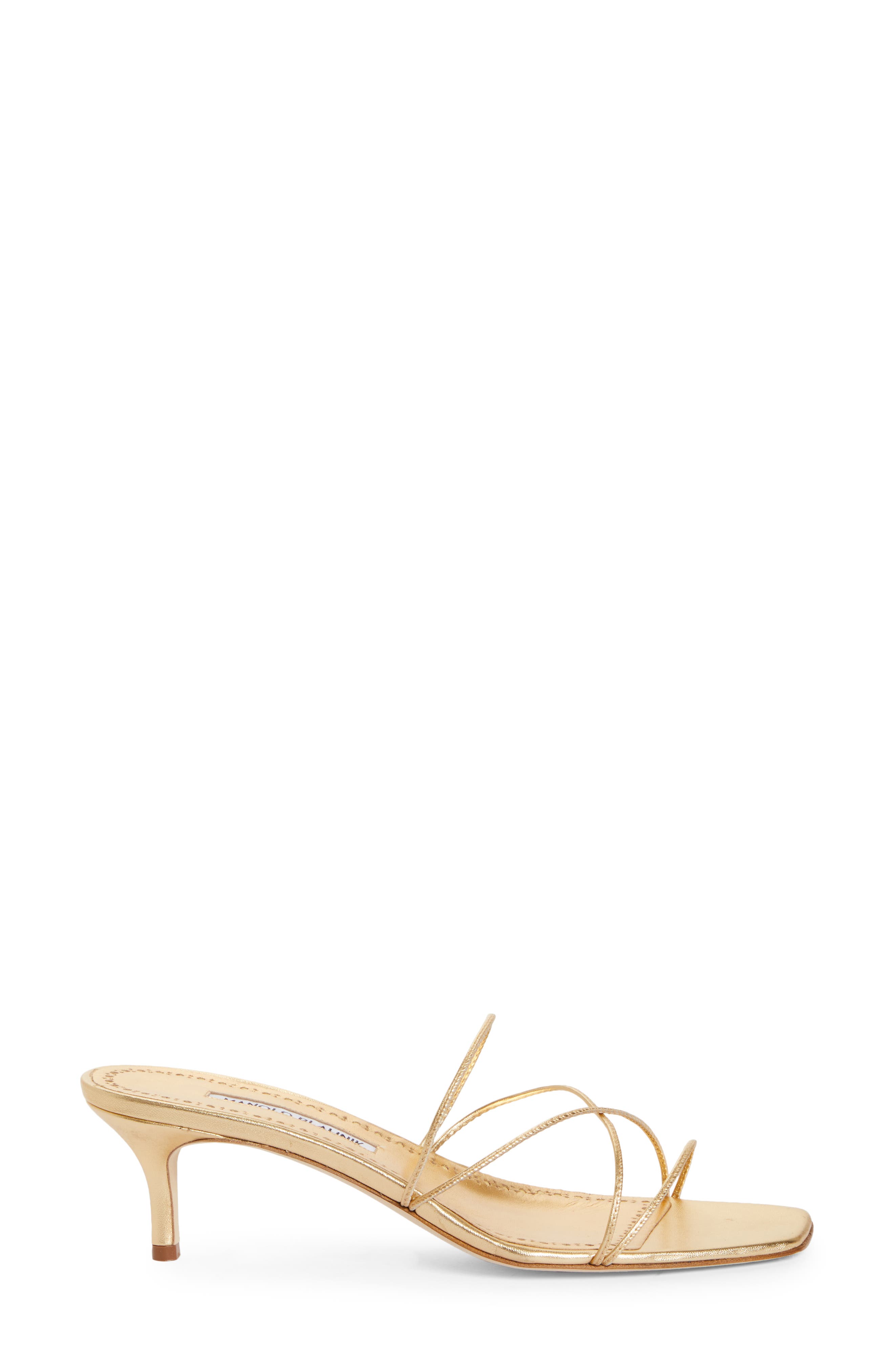 Manolo Blahnik Ninfemu Slide Sandal, Alternate, color, Gold