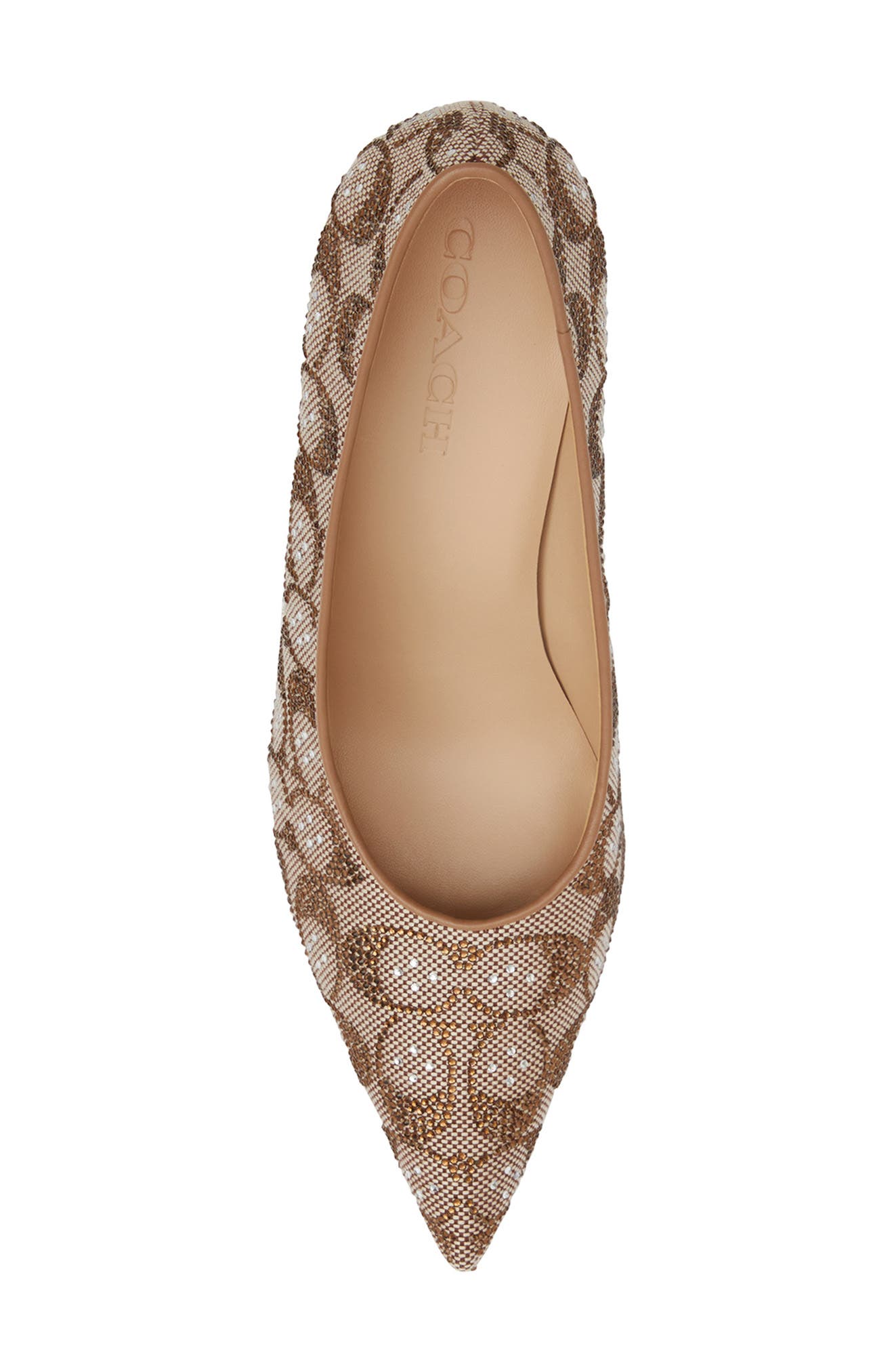 COACH Daisy Signature Crystal Jacquard Pointed Toe Pump, Alternate, color, Tan