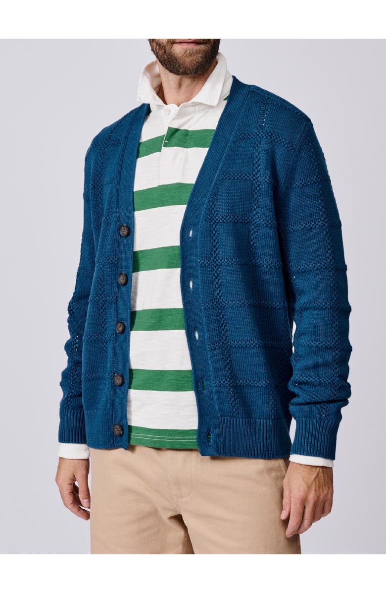 Aubin Rainham V-Neck Checked Cardigan, Alternate, color, Washed Indigo