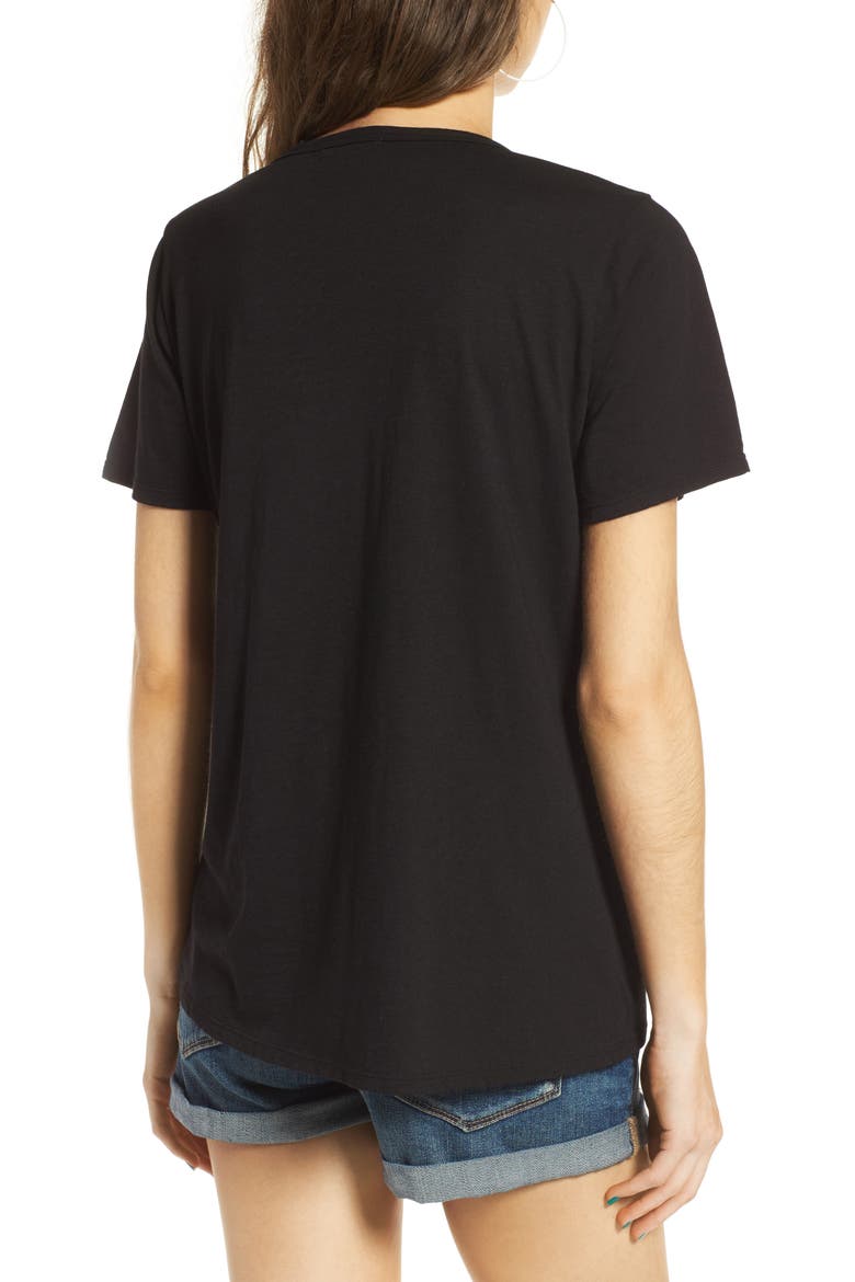 Grommet Lace-Up Tee, Alternate, color, BLACK