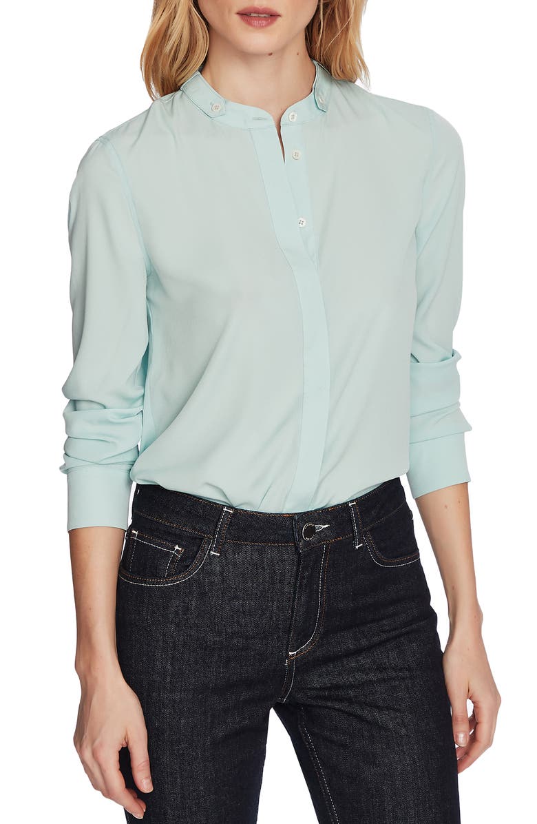 Court & Rowe Button Band Collar Long Sleeve Shirt, Main, color,