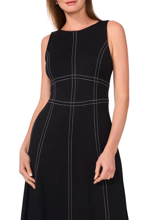 Halogenr Halogen(r) Contrast Topstitch Sleeveless Midi Dress In Rich Black