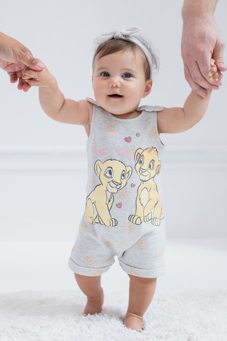 Lion King 2-Piece Sleeveless Romper and Headband Set, Alternate, color, Simba Nala Oatmeal