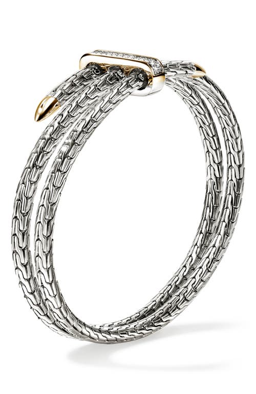 John Hardy Spear Double Flex Cuff, Diamond, 4mm In Gold And Silver