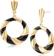 JARDIN 14K Gold Plated Enamel Stripe Circle Drop Earrings