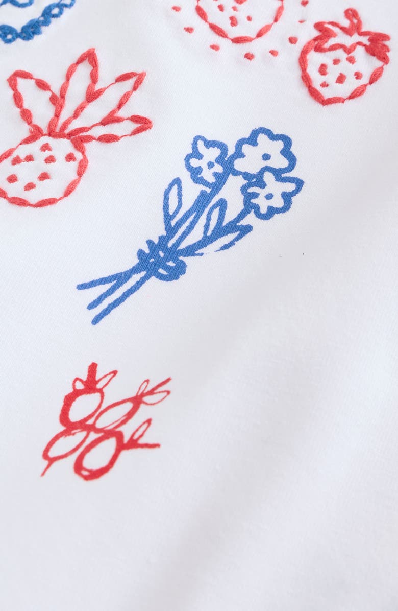 NEXT Kids' Fruit Market Embroidered T-Shirt & Gingham Shorts Set, Alternate, color, White/Blue