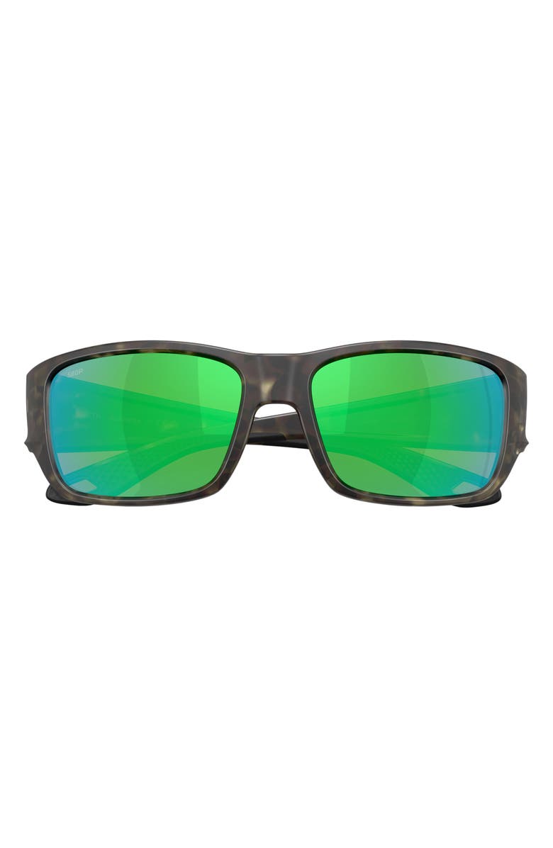 Costa Del Mar Schoolie 56mm Polarized Rectangular Sunglasses, Alternate, color, Matte Wetlands / Green 580P