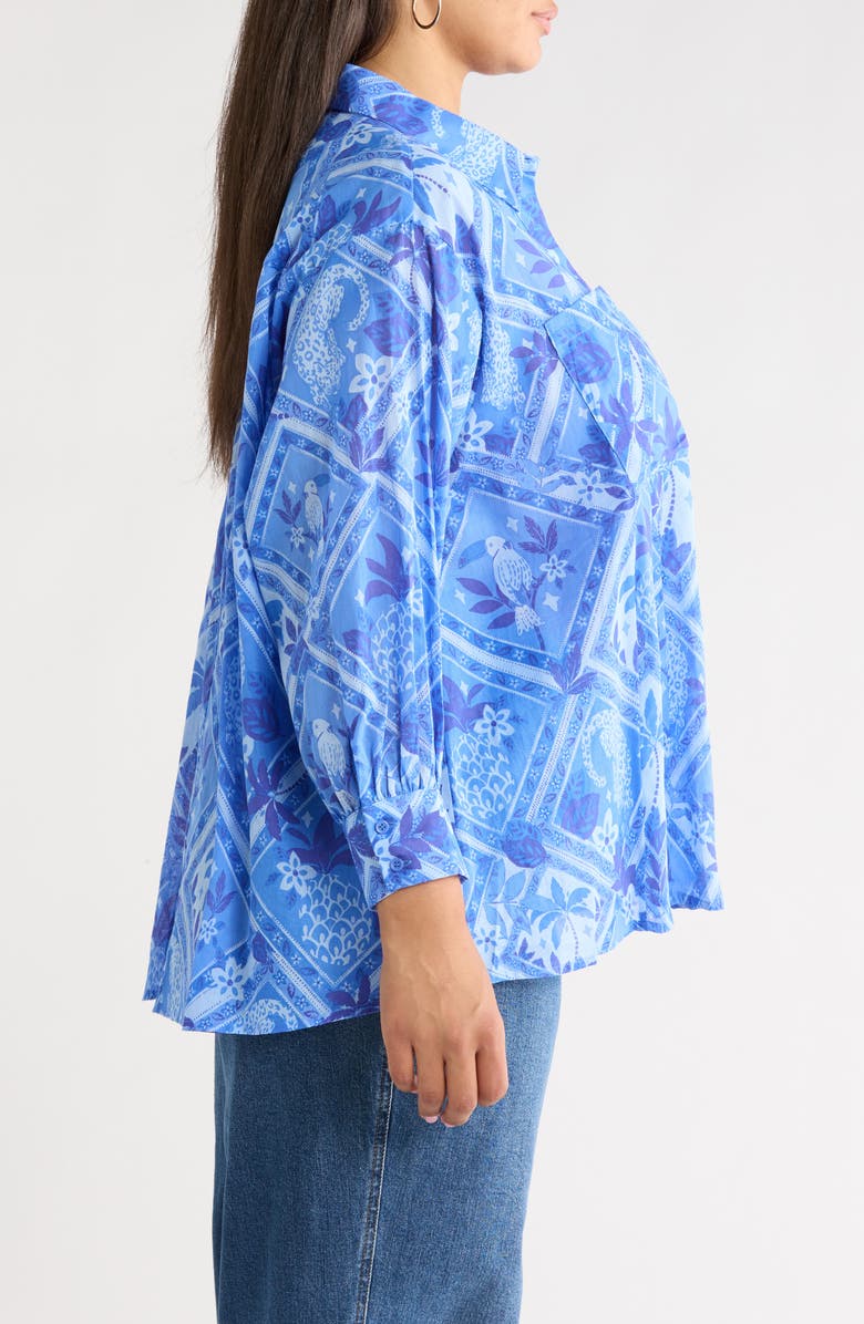 SUGARLIPS Kaidy Tropical Print Shirt, Alternate, color, Blue-Mul