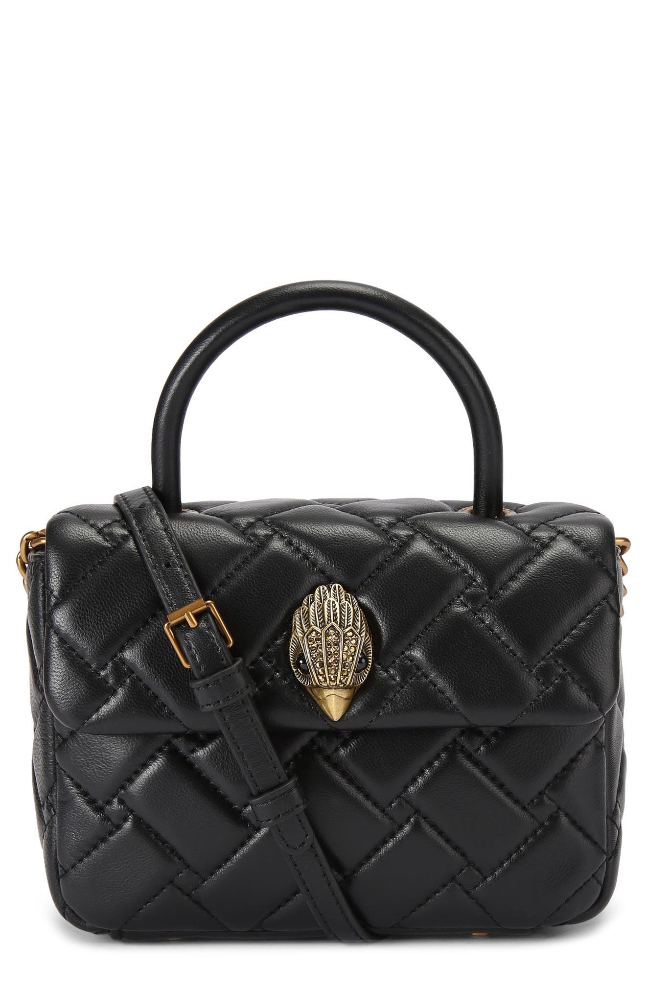 Kurt Geiger London Mini Kensington Quilted Leather Top Handle Bag, Main, color, 