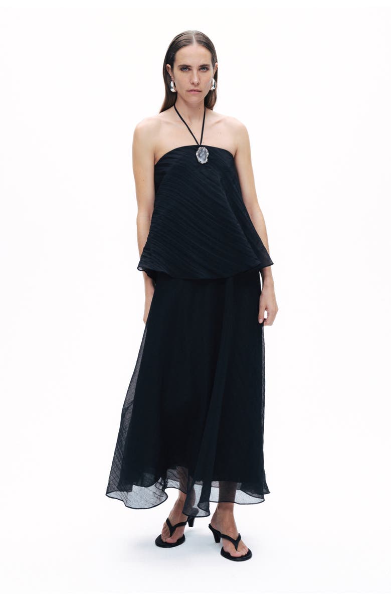 Nocturne Black Halter Neck Embellished Maxi Dress, Main, color,