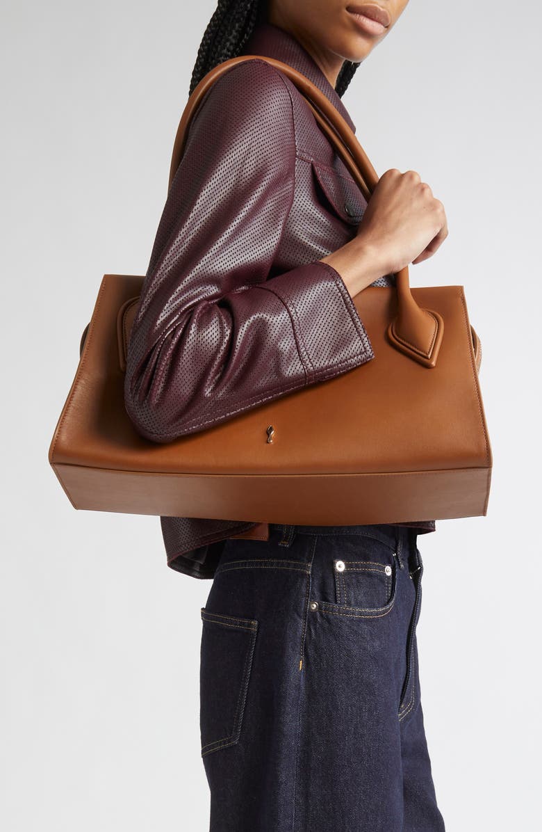 Christian Louboutin Medium Baguette Leather Shoulder Bag, Alternate, color, Cuoio