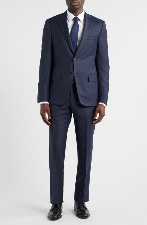 Essentials Blue Mélange Wool Suit (Regular 
Big)
