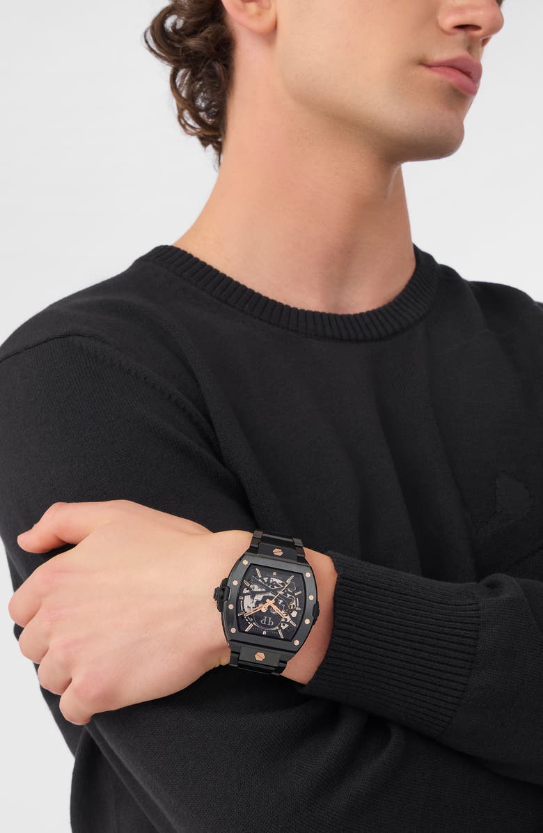 PHILIPP PLEIN The $keleton 2.0 Automatic Black Bracelet Watch, 44mm, Alternate, color, Ip Black