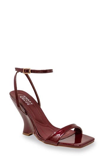 Chase & Chloe Chase And Chloe Alia Wedge Sandal In Red