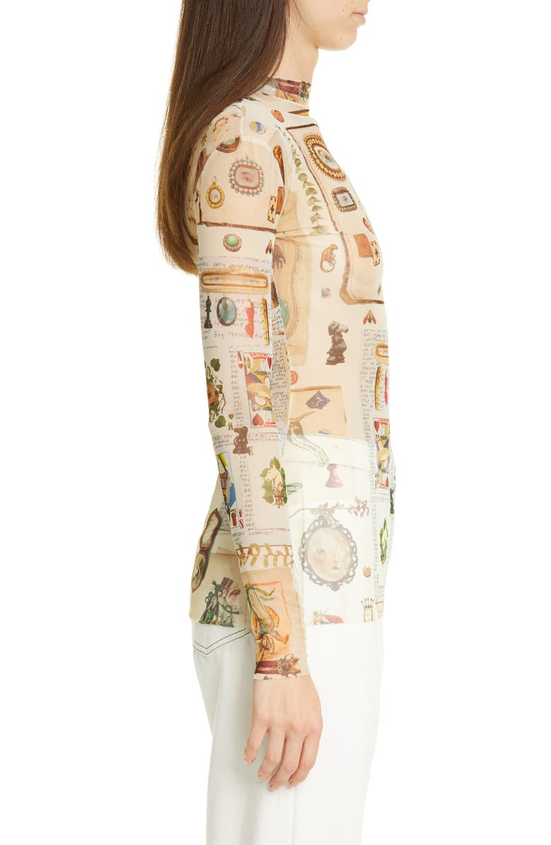 MONSE Victorian Print Body-Con Sheer Top, Alternate, color, 