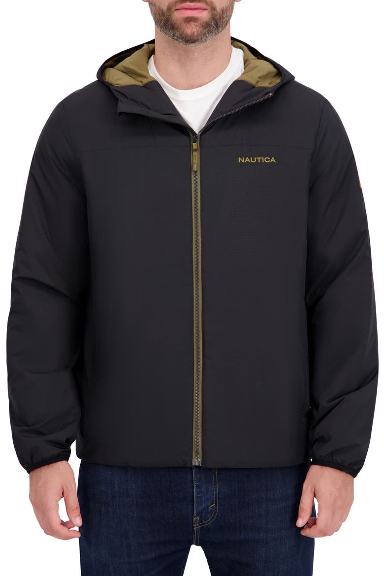Transitional Hooded Zip Jacket, Main, color, BLACK