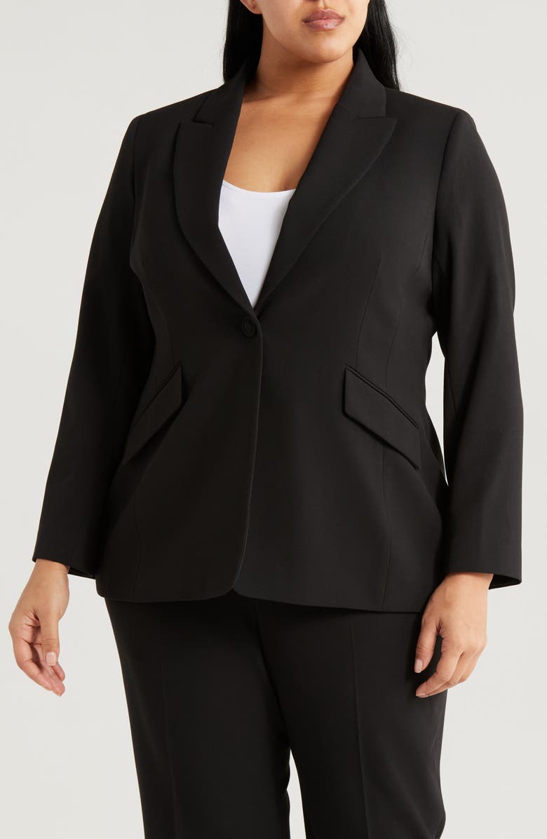 Tahari ASL One-Button Blazer, Alternate, color, Black