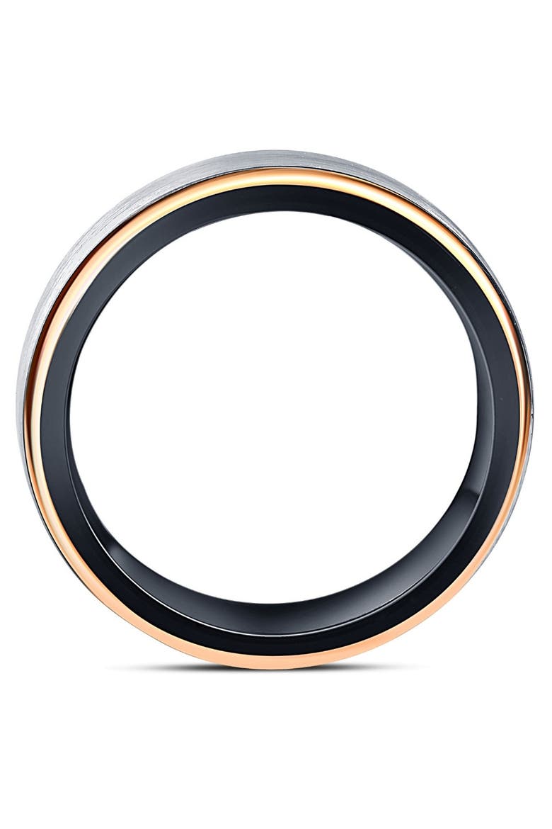 Men's Brushed Black Tungsten & Gold Plated Two Tone 6mm Ring Wedding Band, Alternate, color, Tungsten