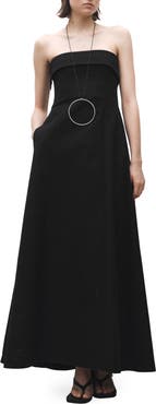 MANGO Strapless Fit & Flare Maxi Cocktail Dress