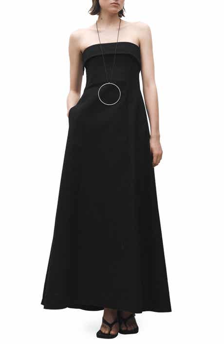MANGO Strapless Fit & Flare Maxi Cocktail Dress