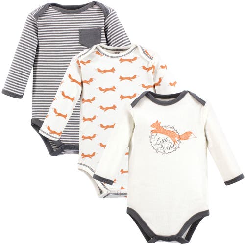 Touched By Nature Organic Cotton Long-sleeve Bodysuits In Multi