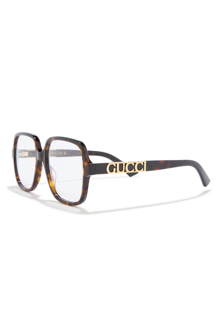 56mm Square Optical Glasses, Alternate, color, HAVANA HAVANA TRANSPARENT