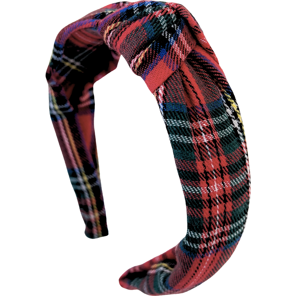 Bits & Bows Plaid Knot Headband In Red