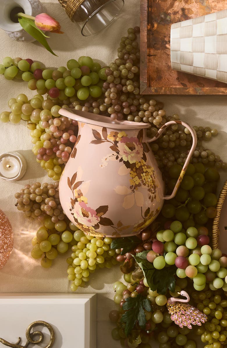 MACKENZIE CHILDS Wild Rose Mauve Enameled Steel 2-Quart Pitcher, Alternate, color, Mauve