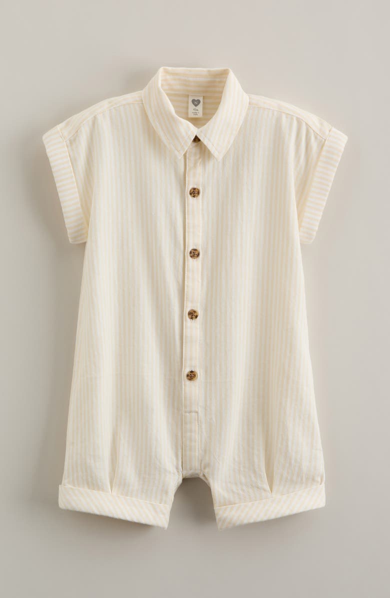 Nordstrom Stripe Cotton Romper, Main, color, Beige Wood Winnie Stripe