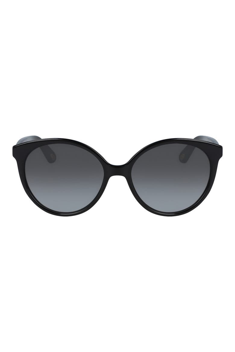 58mm Gradient Cat Eye Sunglasses, Main, color, BLACK