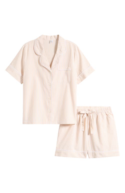 Nordstrom Classic Short Cotton Pajamas In Tan Shore Skinny Stripe