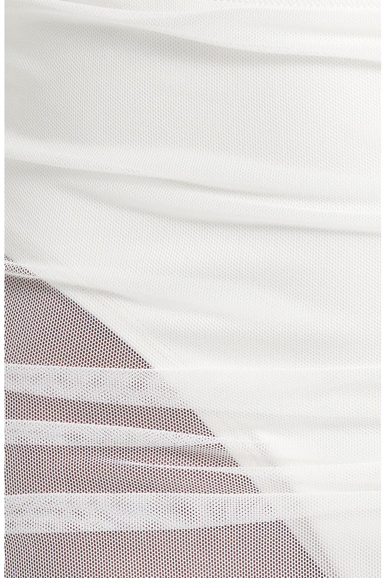 Ruched High Waist Mesh Bikini Bottoms, Alternate, color, WHITE SOLID