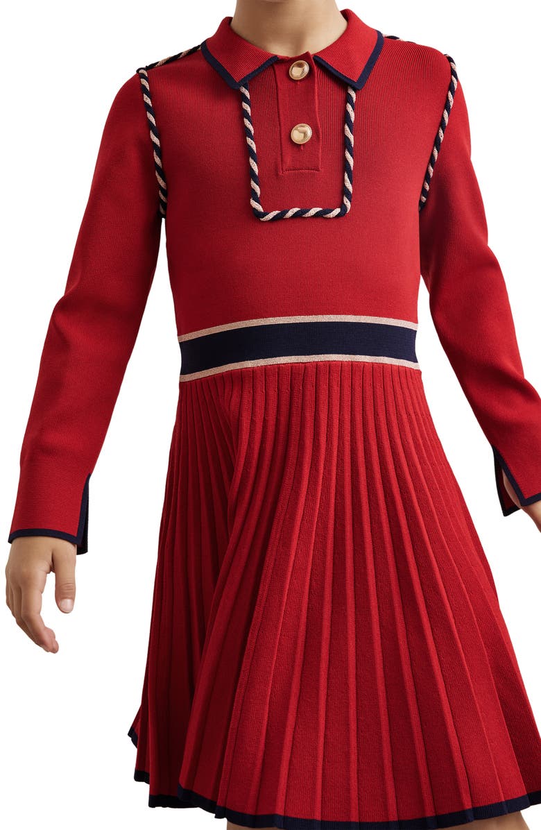 Reiss Kids' Freya Long Sleeve Sweater Dress, Alternate, color, Red
