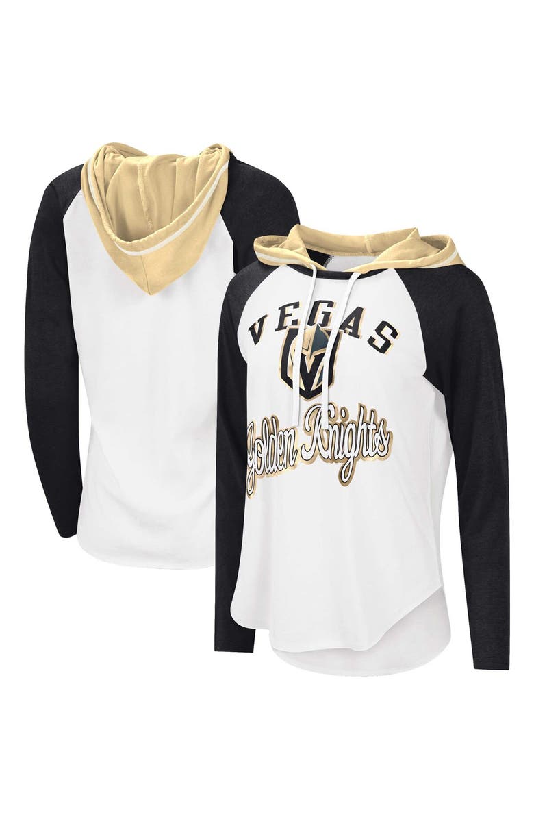 STARTER Women's G-III Sports by Carl Banks White/Black Vegas Golden Knights MVP Raglan Lightweight Hooded T-Shirt, Main, color, 