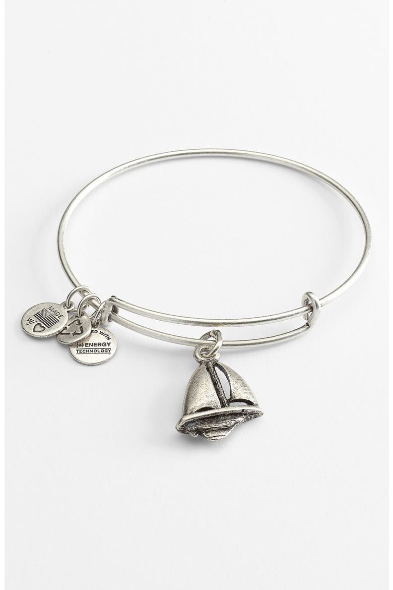 Sailboat Expandable Wire Bangle, Main, color, RUSSIAN SILVER