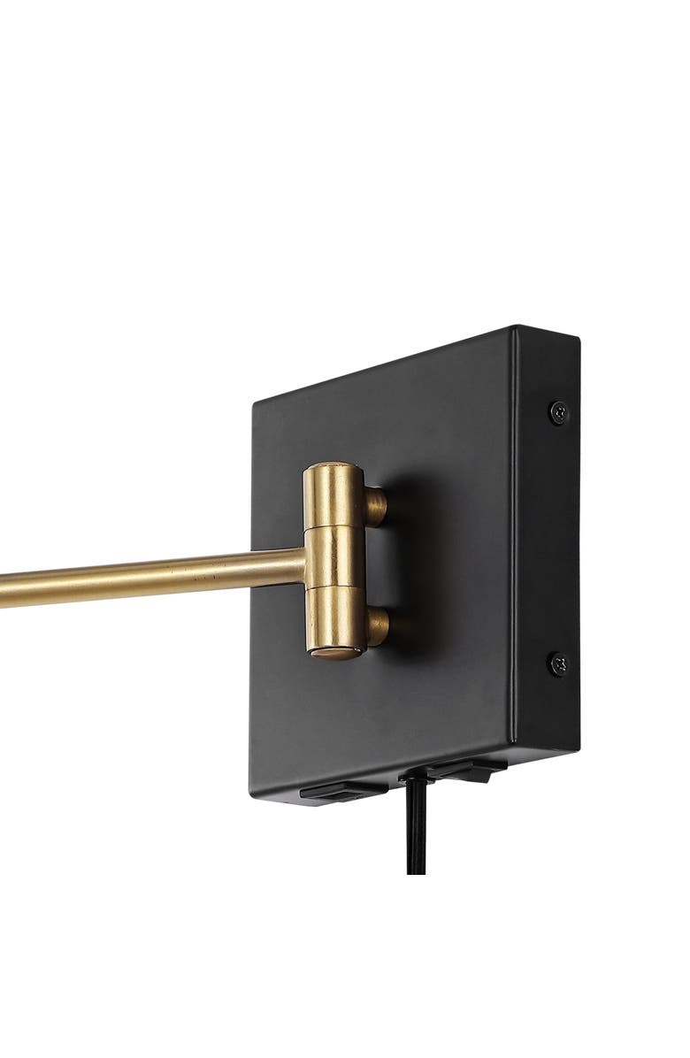 JONATHAN Y Hygge Swing Arm 1-Light Modern Midcentury Iron USB Charging Port LED Sconce, Alternate, color, Black