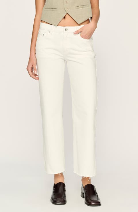 Drue Raw Hem Low Rise Ankle Wide Leg Jeans