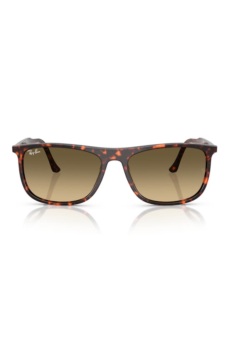 58mm Rectangle Sunglasses, Main, color, RED HAVANA