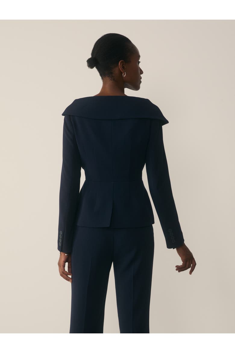 Lorelli Fold Collar Tailored Blazer, Alternate, color, Navy