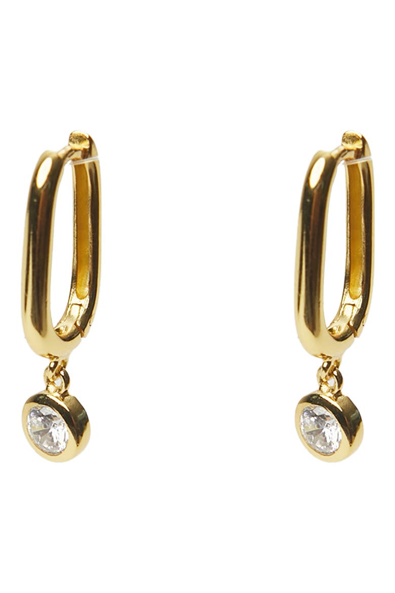 Cubic Zirconia Charm Oval Hoop Earrings, Main, color, GOLD