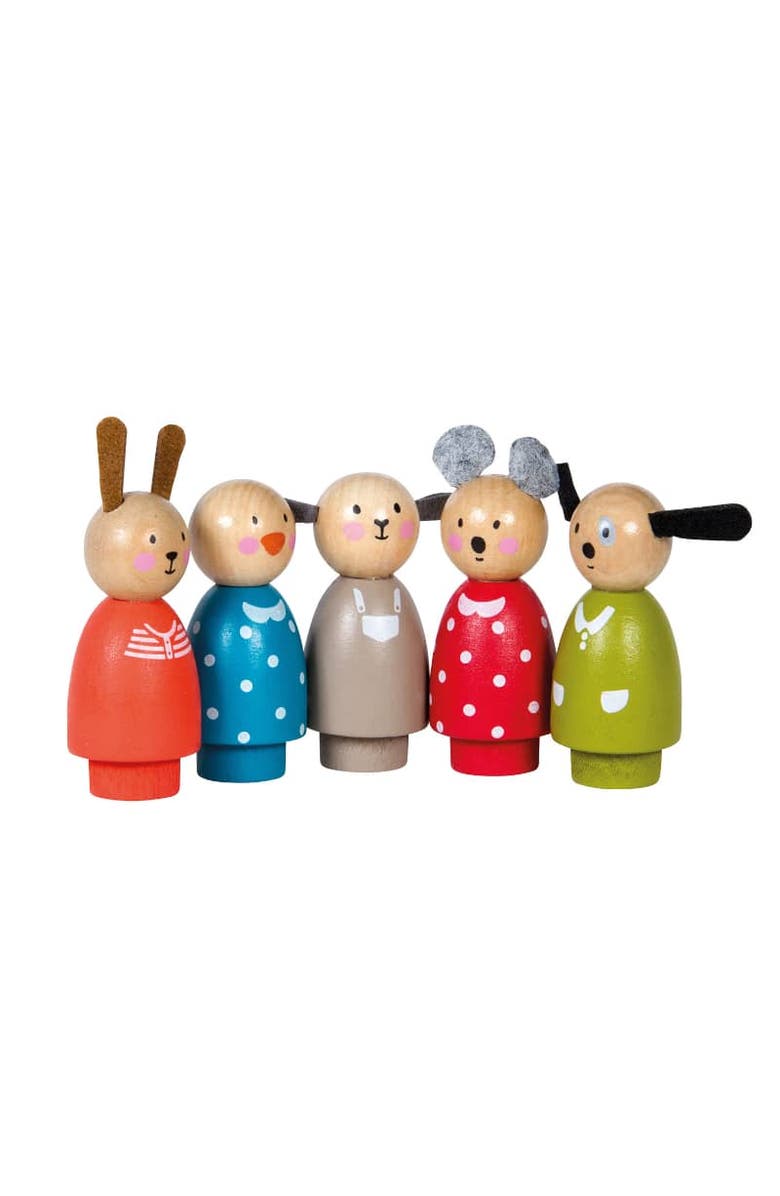 Moulin Roty Assorted Wooden Characters  Playhouse The Big Family, Main, color, Multi