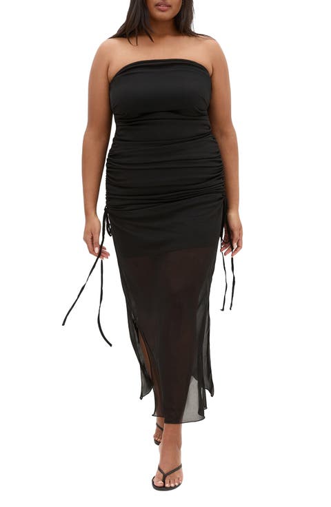 Shelly Ruched Strapless Maxi Dress